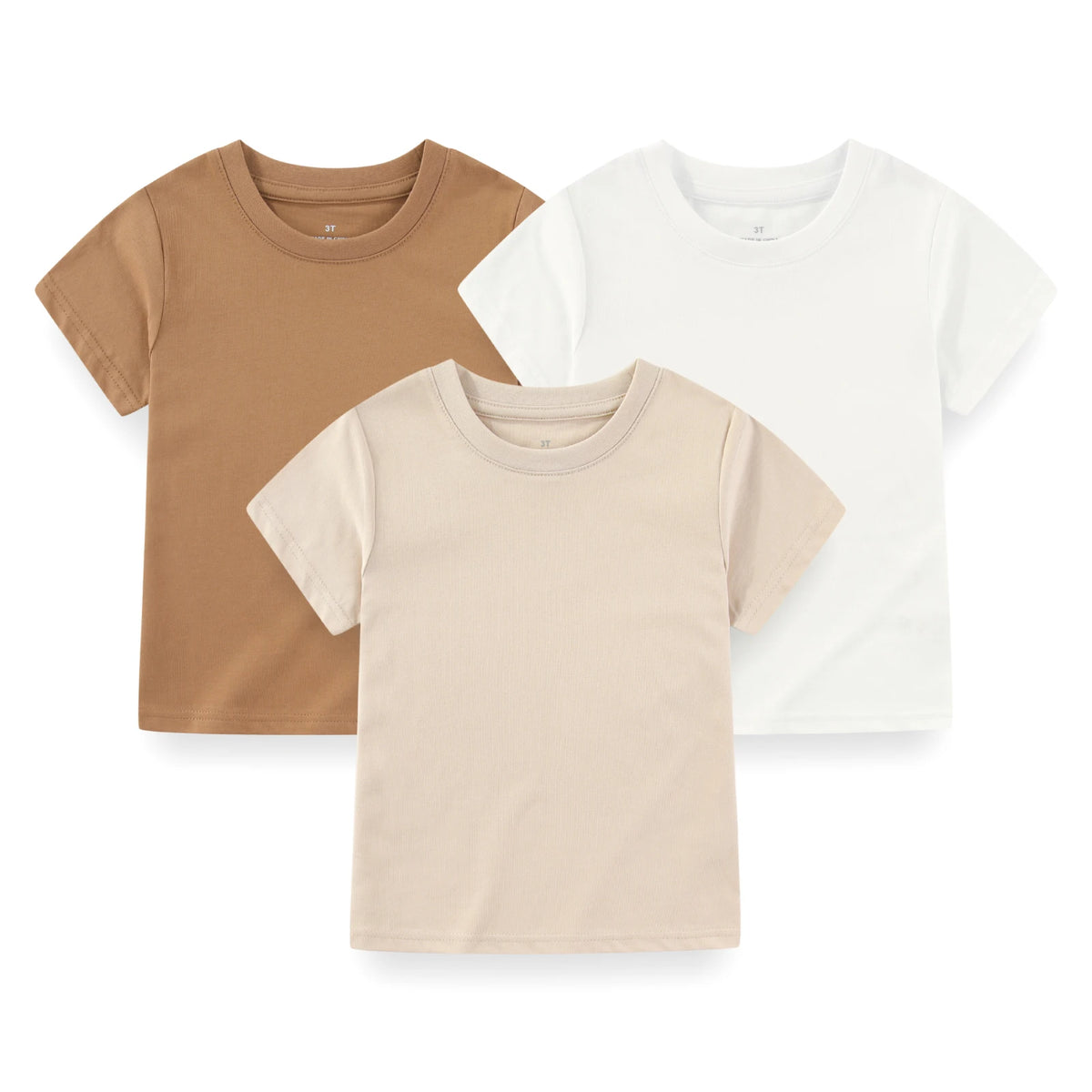 Kiddiezoom Kids' Solid Short Sleeve T-Shirts - 3-Pack Cotton Crew Neck