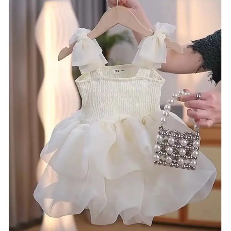 ZOETOPKID Baby Girl Tutu Dress Summer Toddler Slip Tulle Fairy Dresses Fancy Bow Birthday Clothes Princess Party Outfit