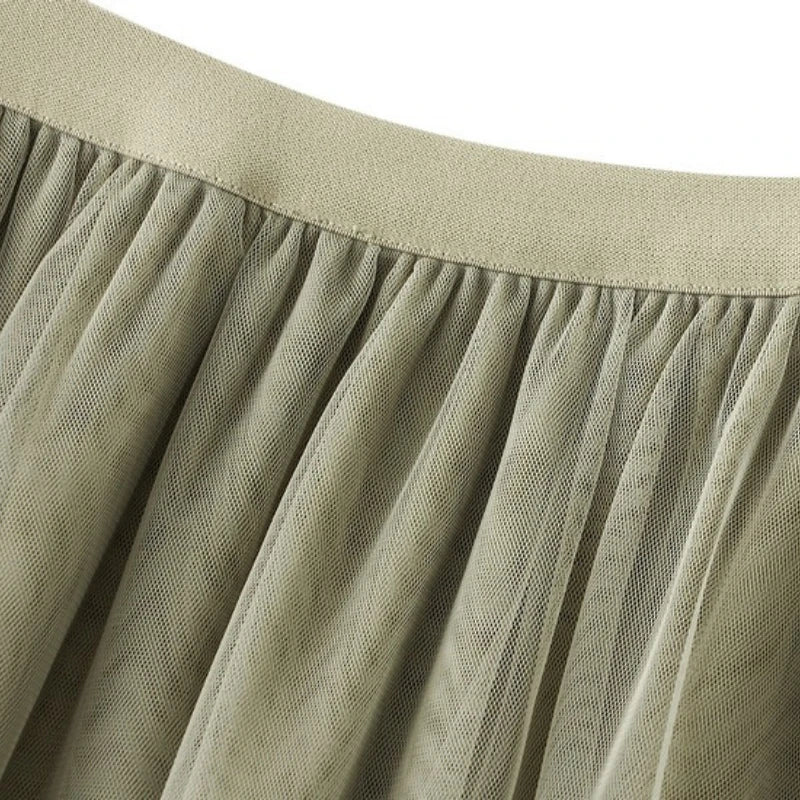Autumn and Winter New Color Scheme Fashionable Dress for Women Big Swing Yarn Skirt Sweet Lace Pleated Edge Dancing Skirt 1391