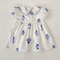 Summer New Style 2-6Y Girl Dress Korean Embroidered Short Sleeve Baby Clothes Children's Dress Girls Retro Sister Dress