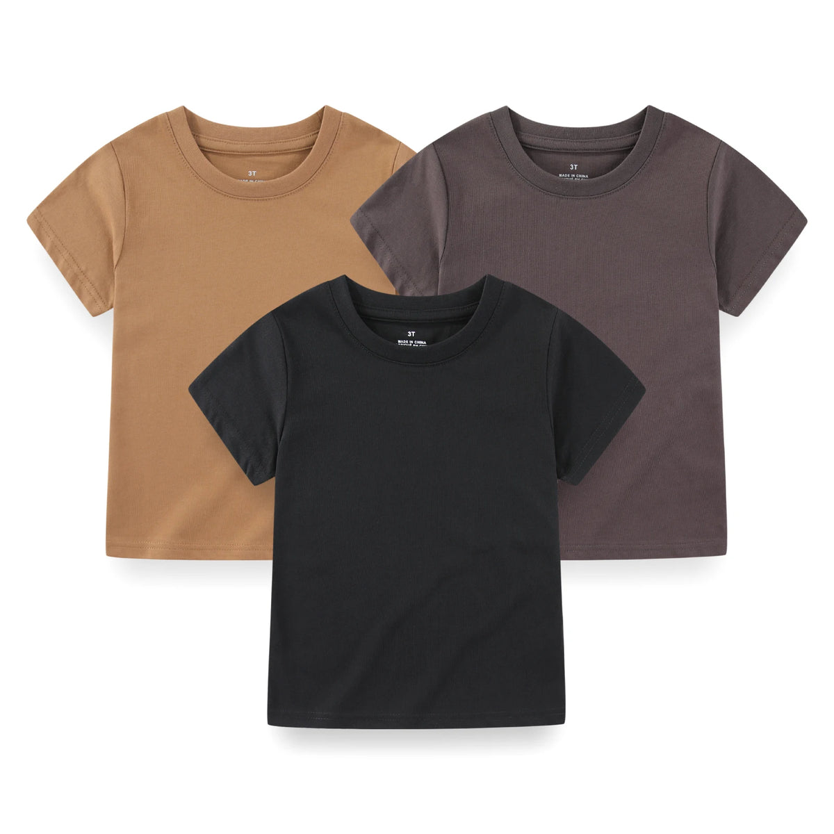 Kiddiezoom Kids' Solid Short Sleeve T-Shirts - 3-Pack Cotton Crew Neck
