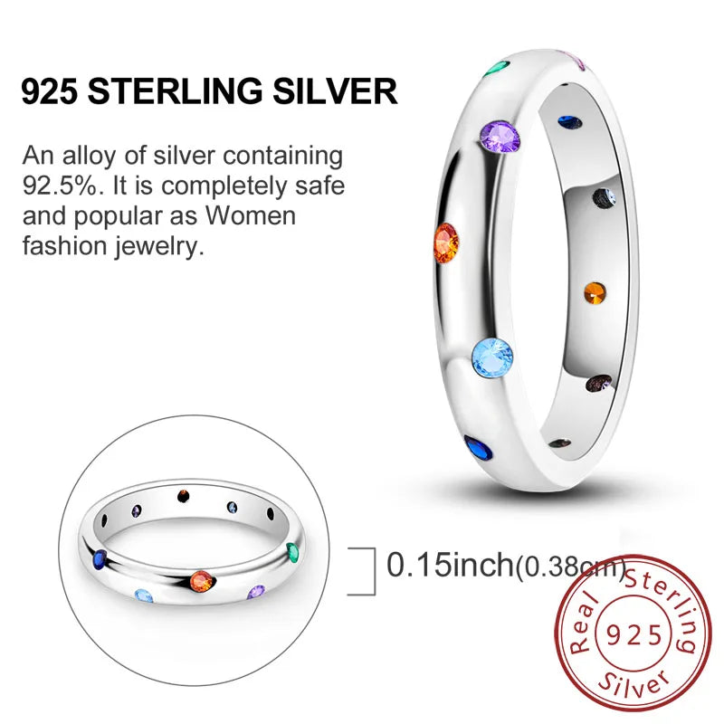 Rings Original 925 Sterling Silver Rings Bow Heart Sun Moon Star Zircon Rings For Women'S Jewelry Birthday Anniversary Gifts