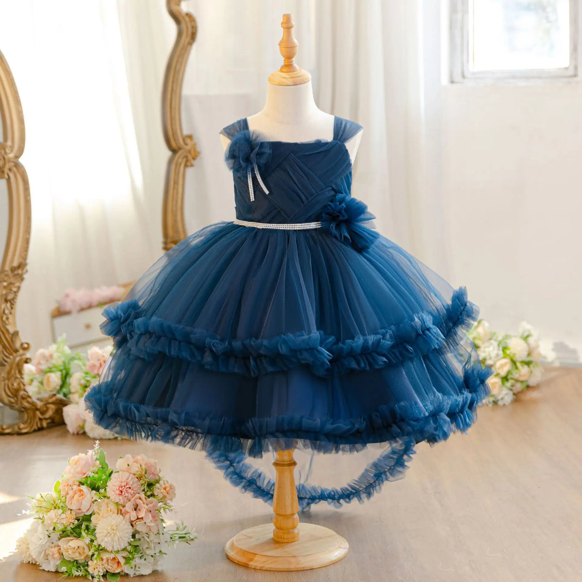 HETISO Baby Girls Princess Dress Summer Tulle Sleeveless Kids Wedding Birthday Party Performance Gown Costumes For Kids
