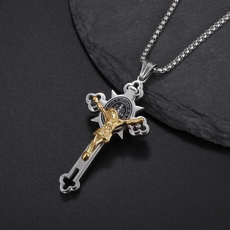 Christian Jesus Portrait Iced Out Necklace Pendant For Men And Women Cross Catholic Amulet Jewelry