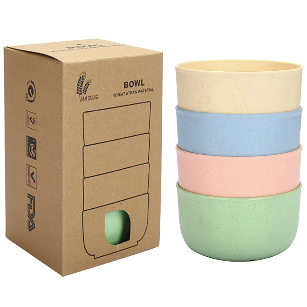 High Grade Wheat Straw Dinnerware Set Children's Unbreakable Dishes Tableware Fork Spoon Chopsticks Bowls Cup Dish Camping Set