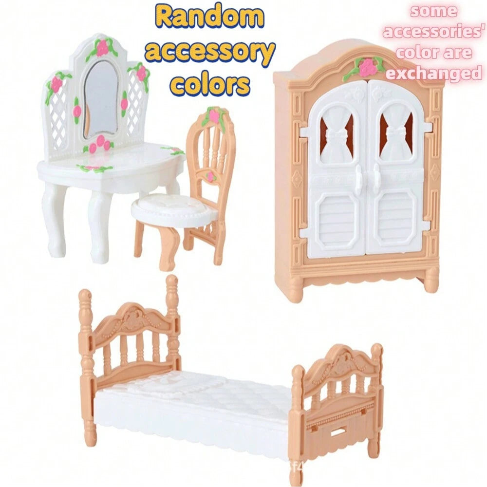 Dollhouse Miniature Furniture Set Twelve Scale For Kids Realistic Bedroom Living Room Kitchen Bathroom Accessories Gift