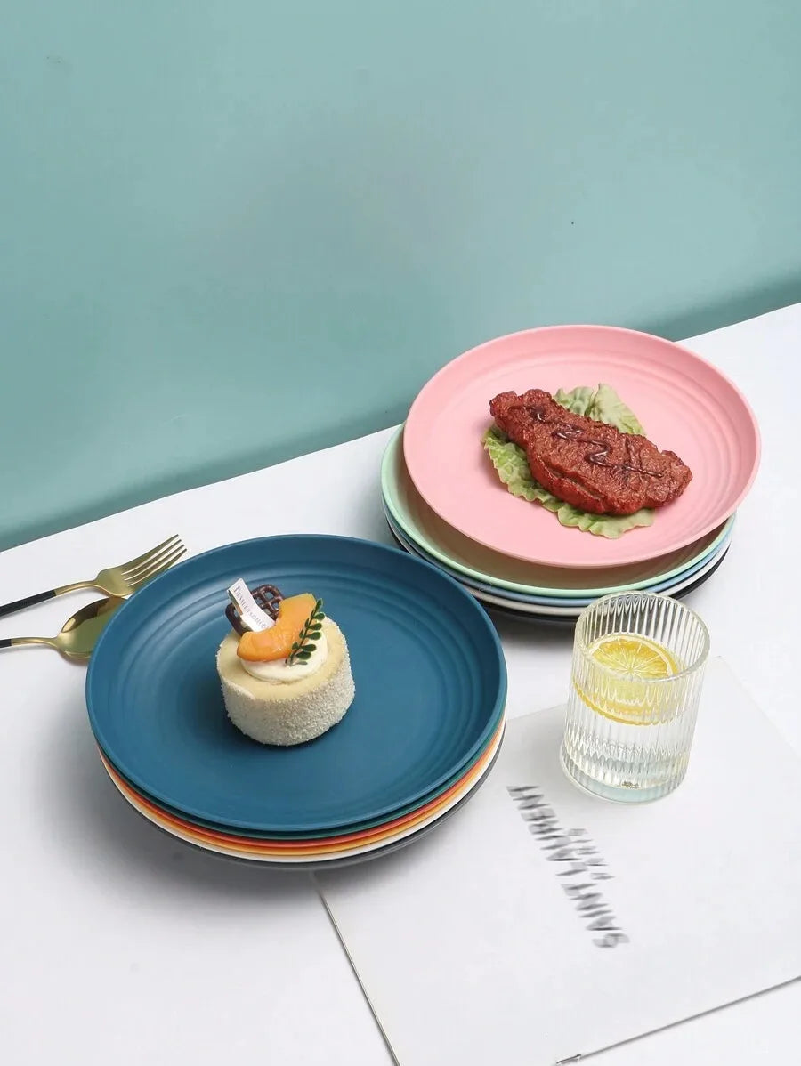 4/16/32pcs Reusable, Plastic Cutlery Set, Dinner Plate/Dessert Plate/Cereal Bowl/Cup, for Home, Birthday Party