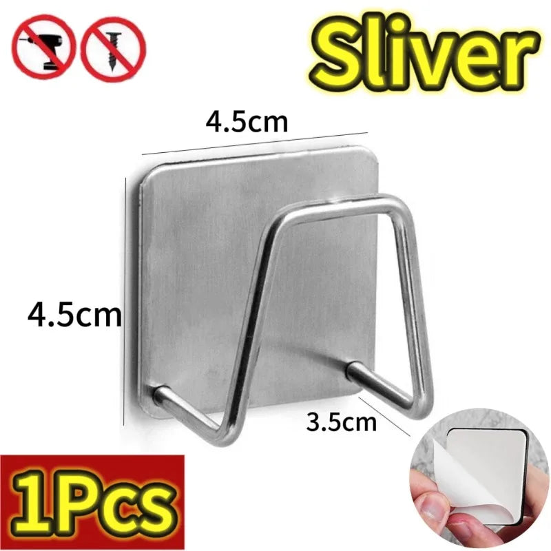 Soporte de esponjas de cocina, estante de acero inoxidable para fregadero, soportes adhesivos, escurridor, ganchos de pared, organizador de almacenamiento de accesorios