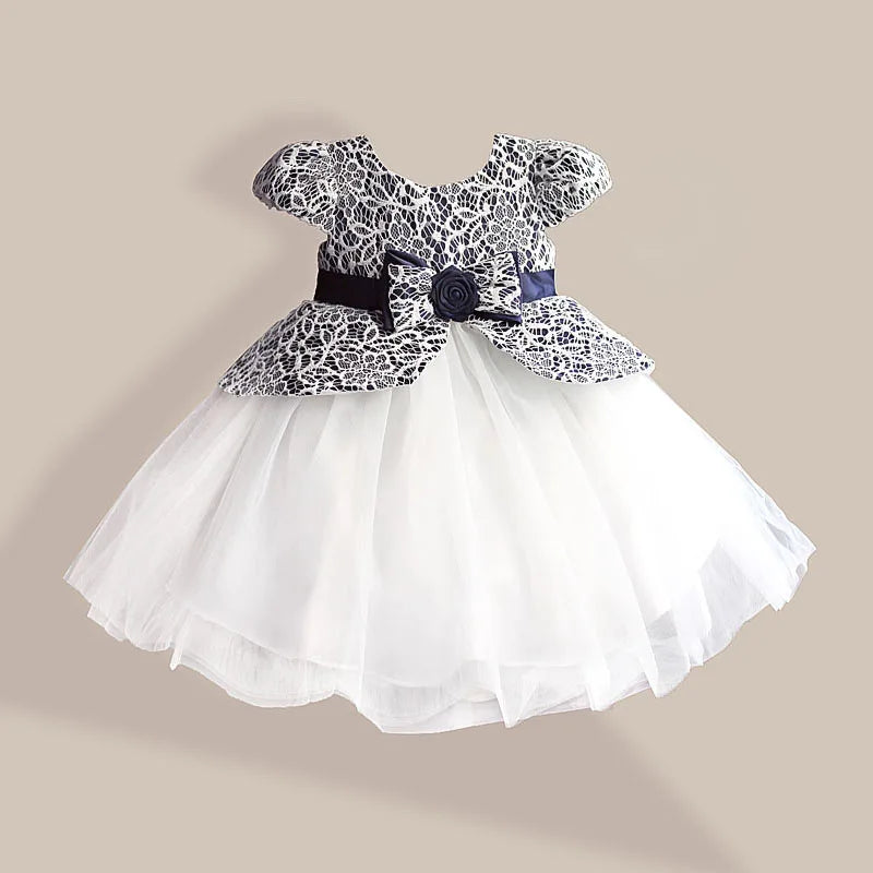 HETISO Lace Flower Girl Dress TUTU style Silk Belt Princess Kids Dresses 3 colors leopard Girls Party Dress for 1-6T