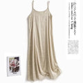 New Arrival Export Quality Genuine Silk Vinegar Satin Round Neck Rose Dress Innertank Skirt Women's Long Dress