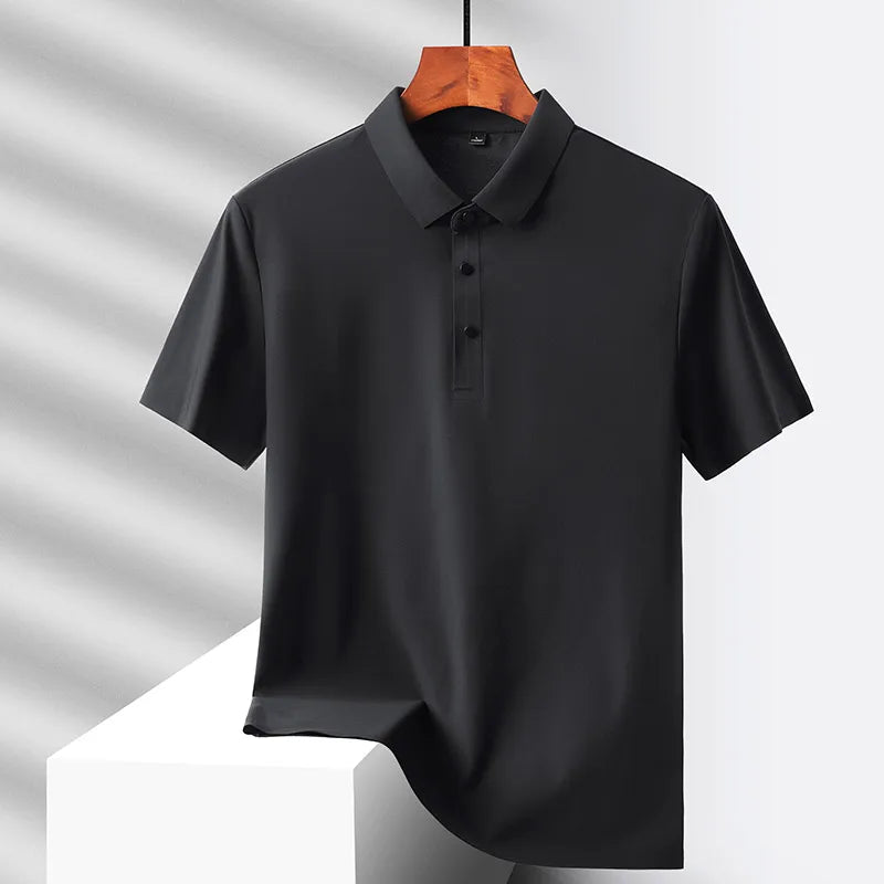 Men's Ice Silk Polo Shirt - Quick-Dry Loose Fit Short Sleeve
