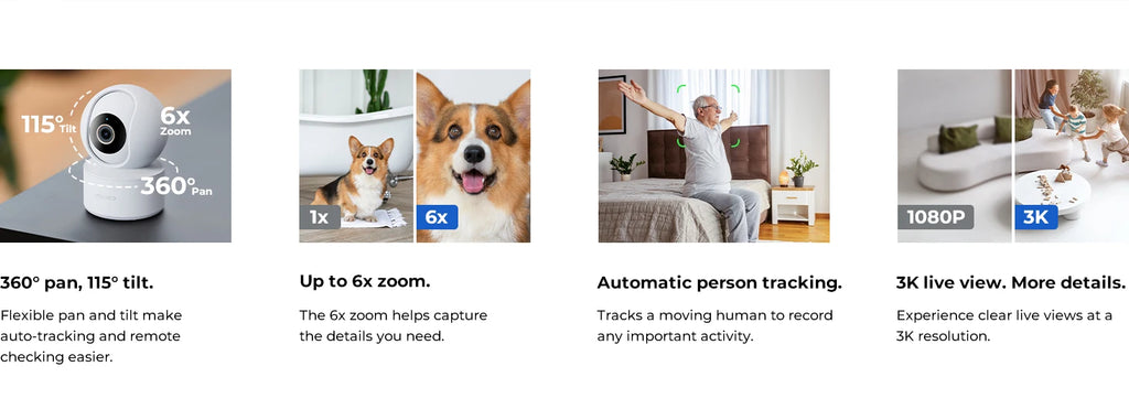 IMILAB Baby Monitor Indoor Security Camera with AI Detection Night Vision 2-Way Audio 360° PTZ Compatible with Xiaomi Home App