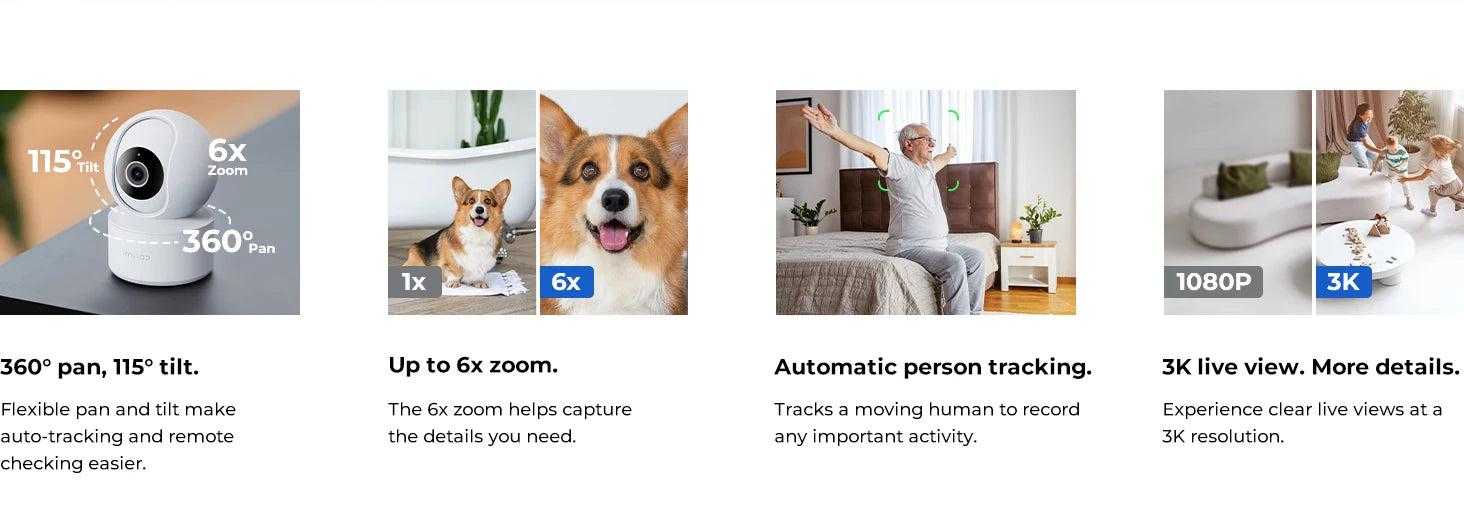 IMILAB Baby Monitor Indoor Security Camera with AI Detection Night Vision 2-Way Audio 360° PTZ Compatible with Xiaomi Home App