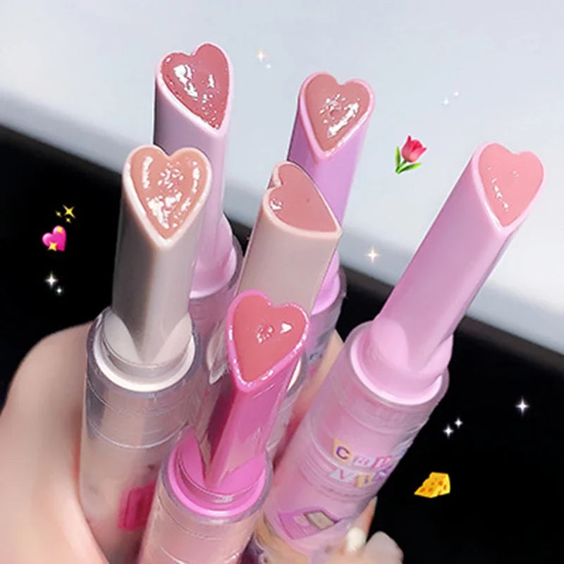 Clear Lip Glaze Jelly Solid Mirror Lipstick Waterproof Love-shaped Watermelon Lip Gloss Fade Lip Lines Moisturising Korea Makeup