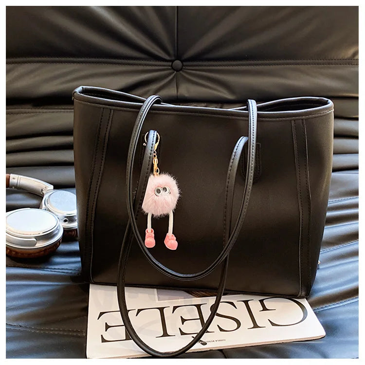 Solid Color PU Leather Women's Handbag, Versatile Korean Single Shoulder Underarm Bag, Temperament Tote Bag for Women Daily Use