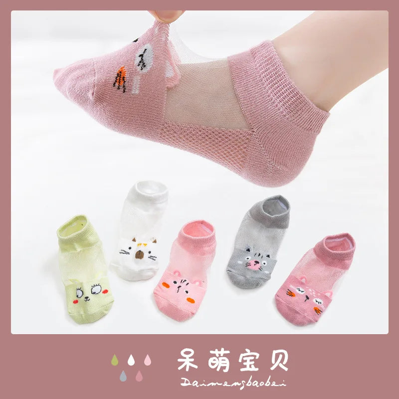 Kids Ultrathin Mesh Boat Socks – 5 Pairs, Ages 0-5Y