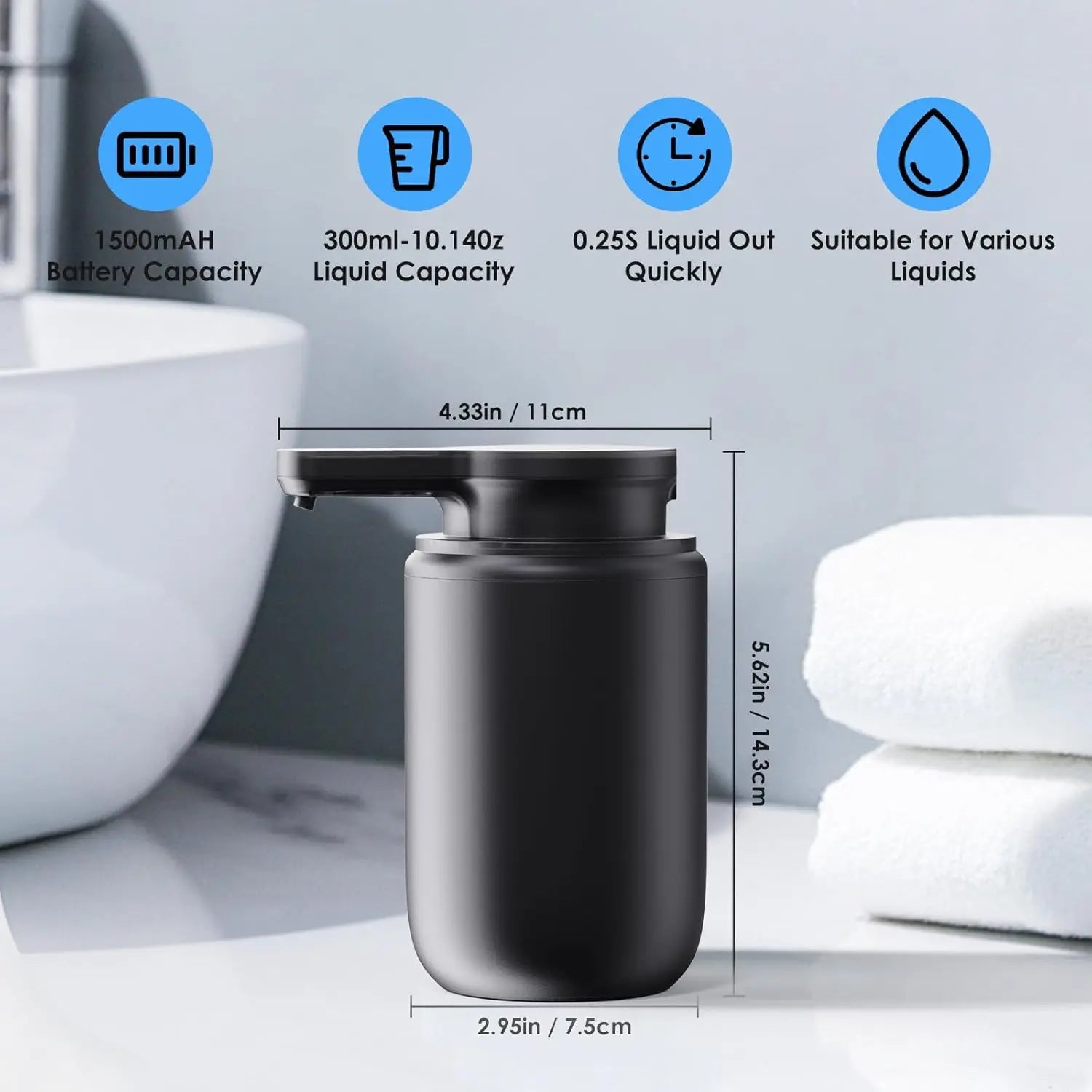 LAOPAO Foam Soap Dispenser Set IPX5 Waterproof USB-C Charging with Sensor Infrared Motion Sensor for Kitchen and Bathroom