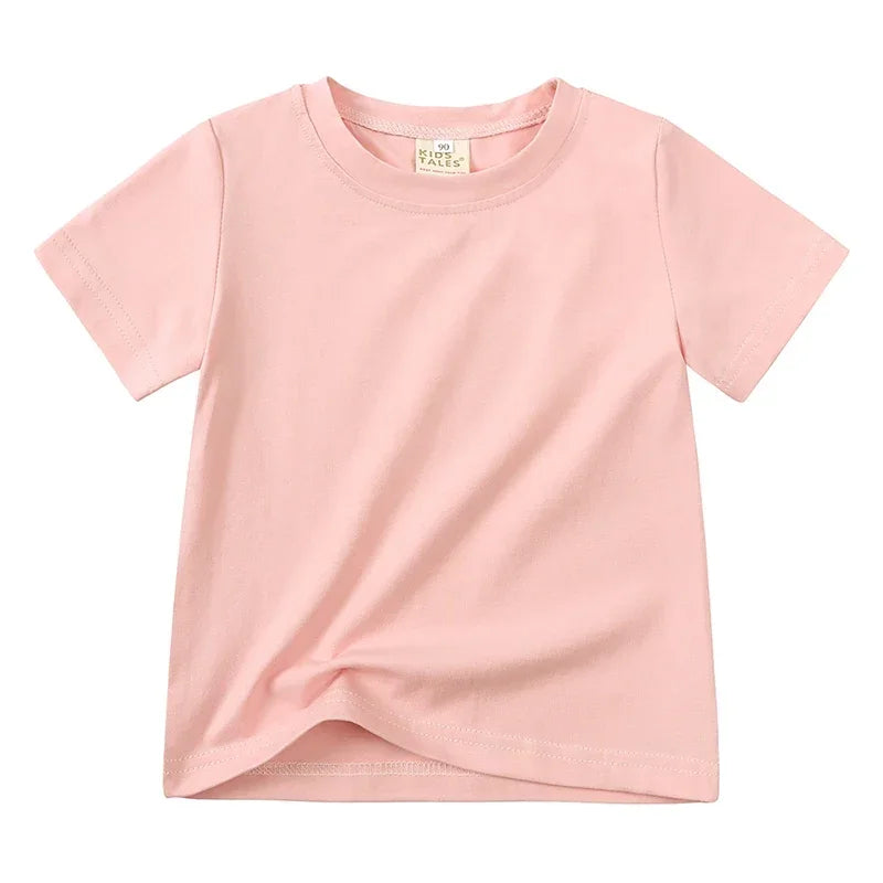 Kids Summer Cotton T Shirt Breathable Solid Tee For Boys And Girls 12M To 9T Lightweight Everyday Casual Shirt
