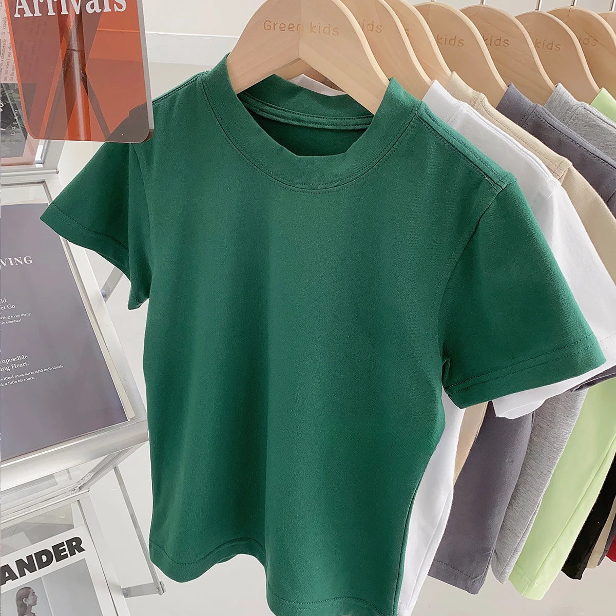 Kids Unisex Solid Color Cotton Blend Short Sleeve T-Shirt