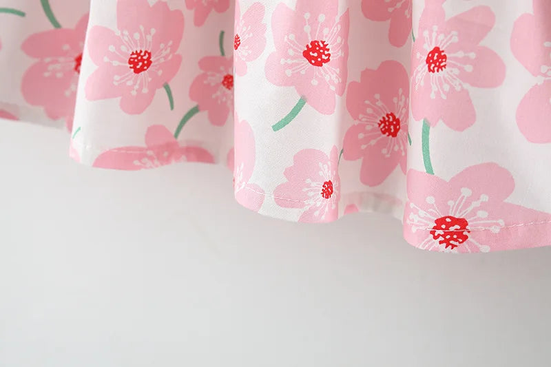 Summer cotton Floral Sling girls Dress  Big Bow Baby sunDress Children Sleeveless Clothes With Hat 0 2 3 1 years Princess Dress