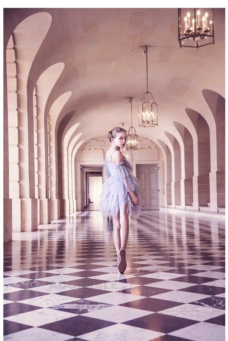 High-end Girls Tutu Dress 2026 New Summer Kids Sequin Flower Feather Slip Dresses Little Girls Princess Performance Dress
