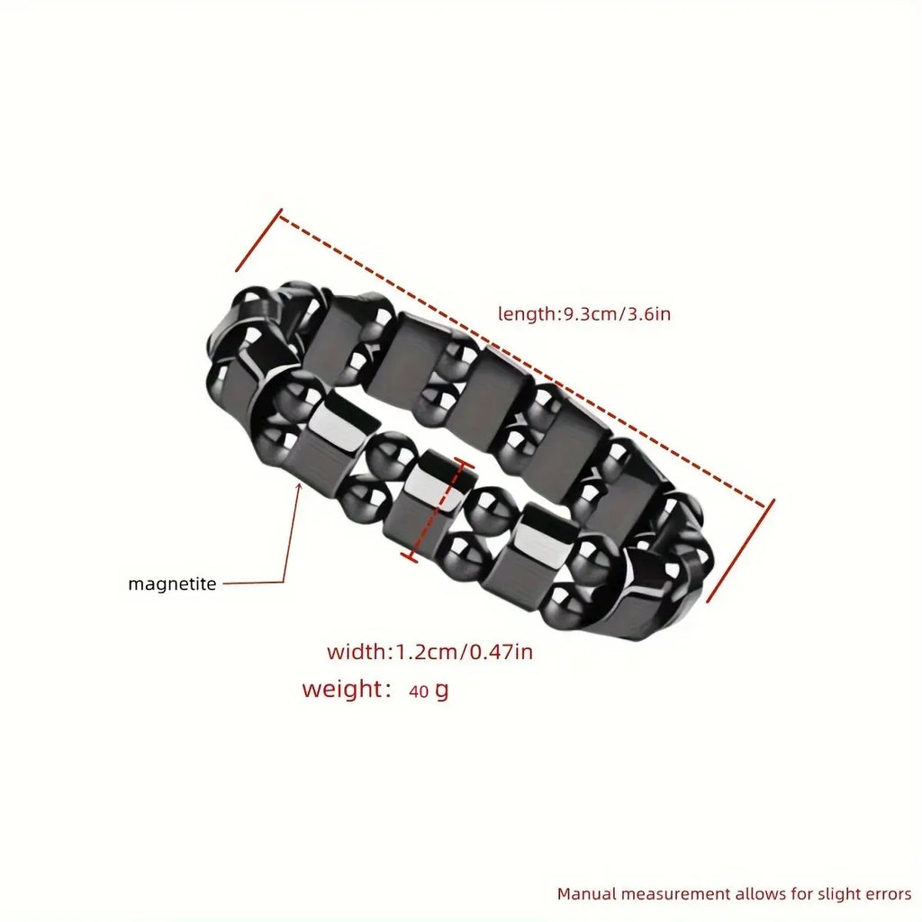 A Black Gallstone Magnetic Bracelet for Men and Women, the Same Magnetic Energy Bracelet with Double Row Bead Magnetic Bracelet