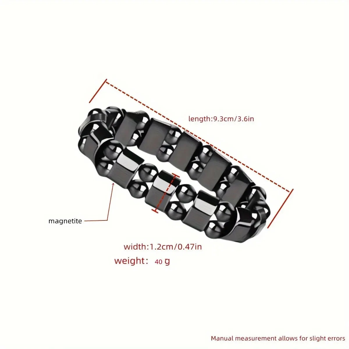 A Black Gallstone Magnetic Bracelet for Men and Women, the Same Magnetic Energy Bracelet with Double Row Bead Magnetic Bracelet