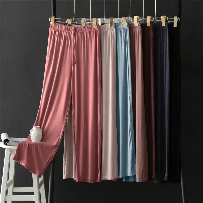 AINICEXIN Women's Wide Leg Pants - High Waist Casual Modal Trousers
