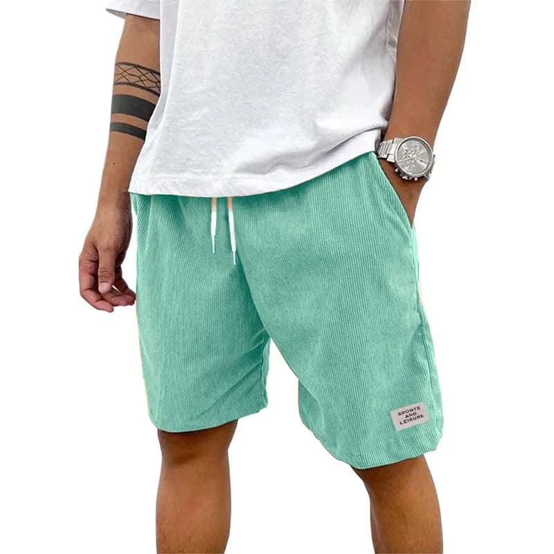 ANIMAL GAME Men's Corduroy Shorts - Solid Casual Elastic Waist