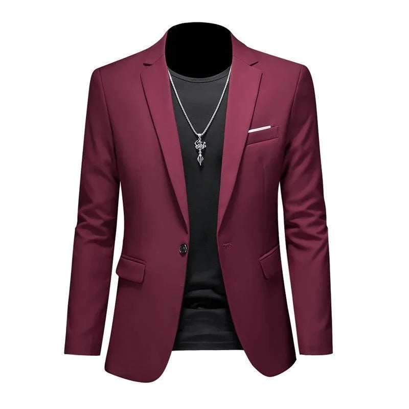 Boutique Fashion Mens Blazer Solid Color Premium High End Suit Jacket For Men Groom Wedding