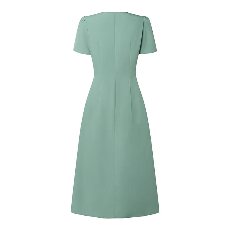 Elegant V Neck Petal Sleeve Sundress ZANZEA Women Summer Dress Stylish Solid A Line Pleated Holiday Dresses Casual OL Work Robe