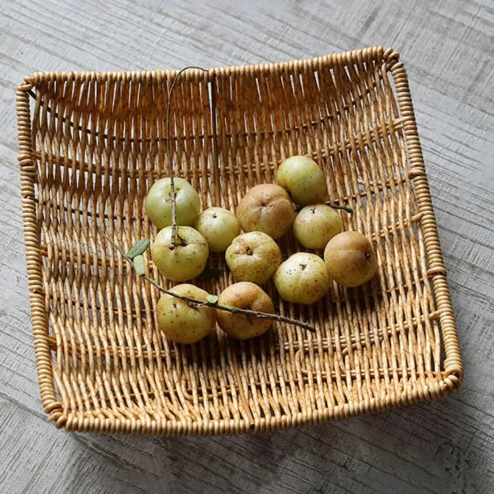 Handmade Rattan Storage Trays Multi-Purpose Home Decoration Crafts Snacks Breakfast Storage Basket Organization Box