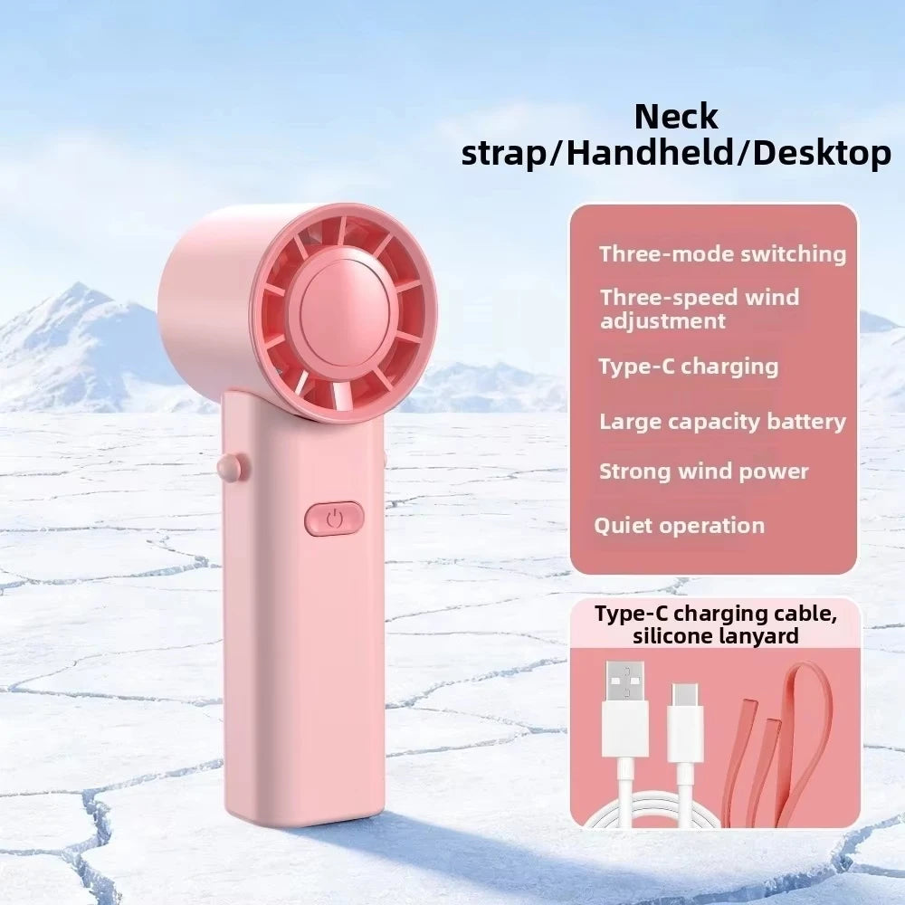 Mini Portable Neck Fan Foldable USB Rechargeable Handheld Fan Hands-Free Cooling for Travel Outdoor Summer