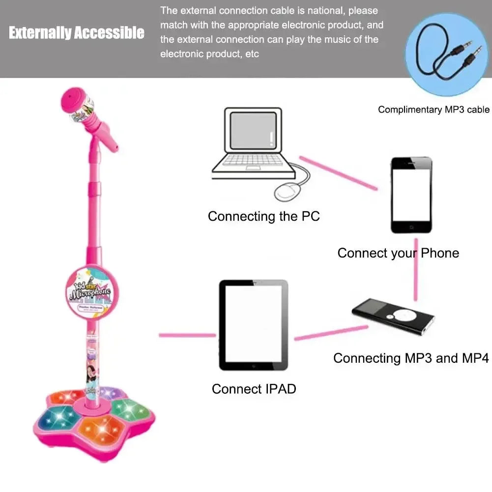 Kids Microphone Stand Toy Portable Children's Karaoke Electronic Durable Party Karaoke Microphone Stand Kids Karaoke Machine