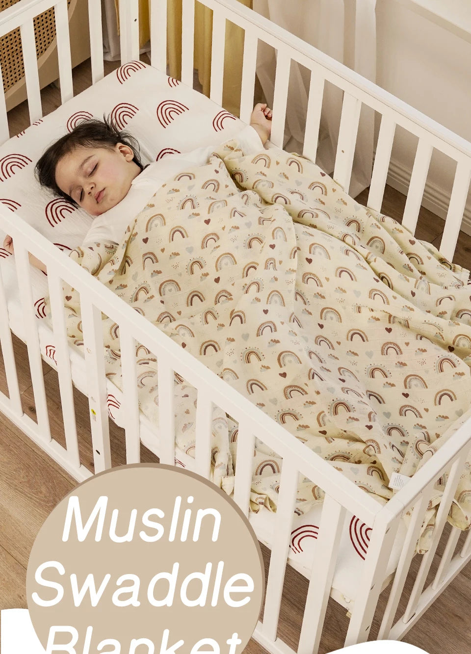 120x110cm Bamboo Cotton Baby Muslin Swaddle Blanket Cute Soft Print Baby Towel Wrap