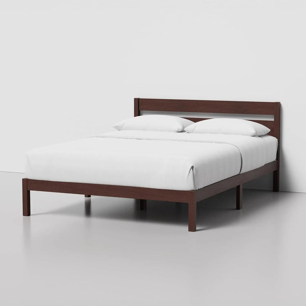 Wood Platform Bed Frame with Headboard, Noise Free Storage, No Box Spring, Easy Assembly, Walnut Queen, Customized