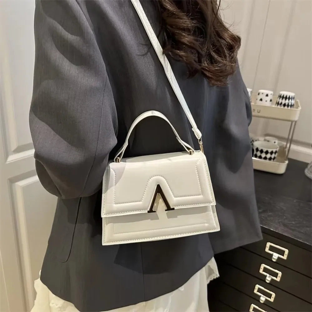 Casual Retro Shoulder Bag Candy Color Large Capacity Crossbody Bag PU Material Street Trend Ladies Handbag