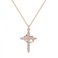 Rotatable Crown Cross Pendant Necklace For Women'S Shiny Rhinestone Stainless Steel Cross Choker Christian Prayer Jewelry