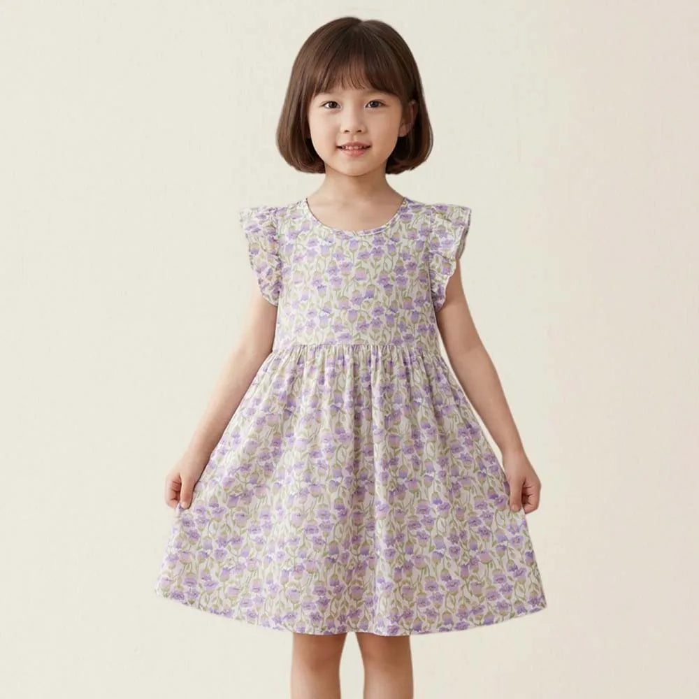 Girl Dress Floral Summer Kids Clothes Girls Children Flower Dresses Flying Sleeve Princess Party Outfit Children's Clothing