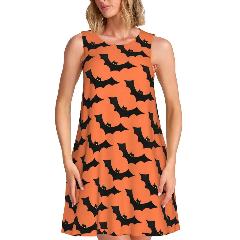 Shiny Graffiti Casual Dress Colorful Print Sleeveless Boho Dresses Women O Neck Street Fashion Dress Day Print Vestidos Present