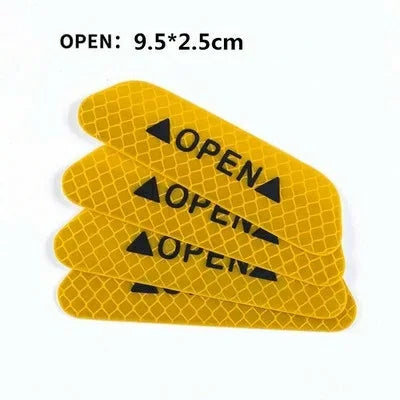 4PCS Reflective Car Warning Stickers - White 3.7" x 1"