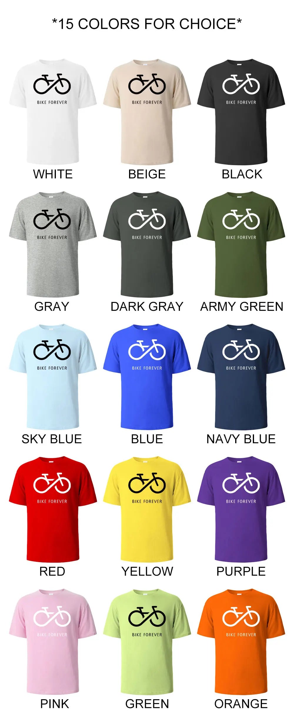 Bike Forever Funny Streetwear Basic T-Shirt For Men Fashion Casual 100% Cotton Clothing Crewneck Breathable Tshirt Hip Hop Tees