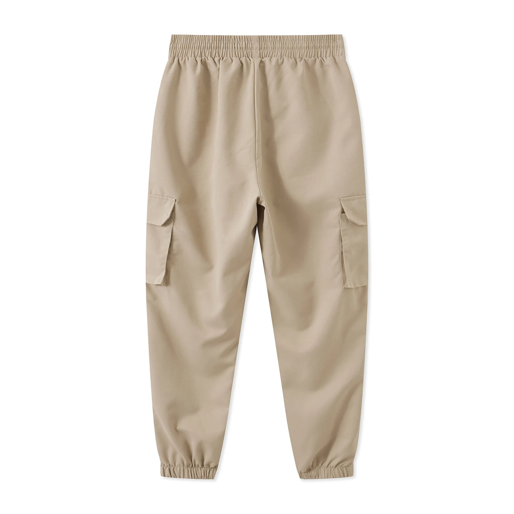 Men Cargo Pants, Elastic Waist Solid Casual Pants Trousers Streetwear with Pockets