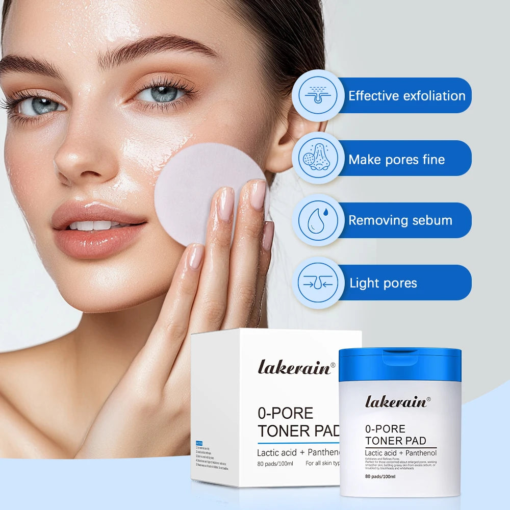 Lakerain 2Pcs Set 0-Pore Toner Pad & Salmon PDRN Pink Peptide Facial Serum Deep Moisturizing Glow Korean Facial Skin Care Kit