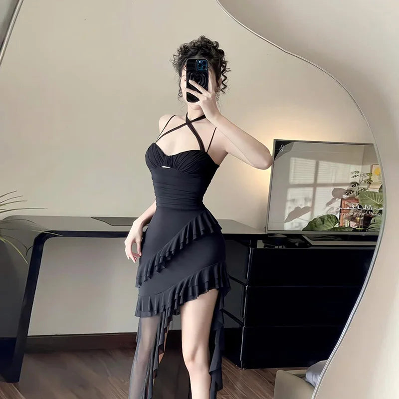 Fashionable Strapless Slim Fit Long Dress Sexy Trendy Girl High Waist Irregular Design Knitted Pure Color Spring New Arrival