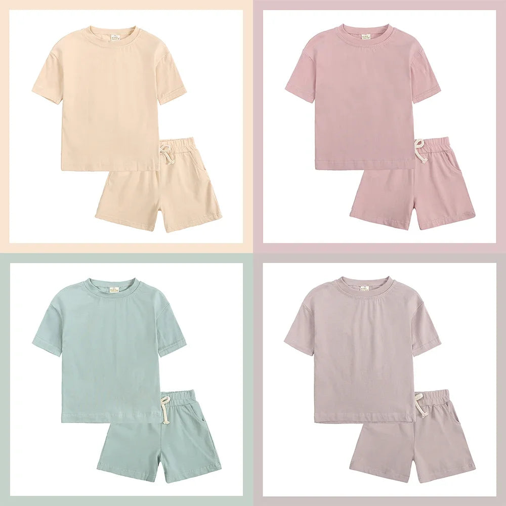 Kids Tales Unisex Toddler Summer Clothing Set - Cotton T-Shirt & Shorts