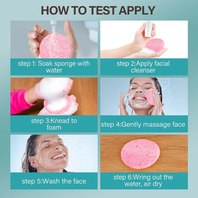 50-1000Pcs Compress Face Wash Puff Natural Wood Pulp Sponge Face Wash Puff Foaming Face Puff Cosmetic Puff Face Cleansing Sponge