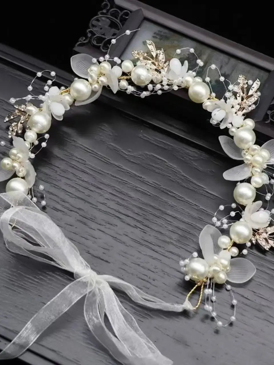 Wedding Accessory Bride Crown Hair Crystal Jewelry Tiara With Pearls Flowers Wedding Crown Floral Pearl Bridal Headband