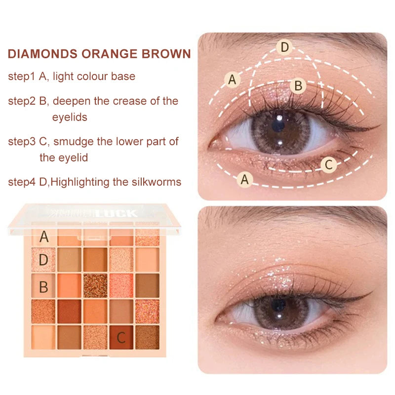 25Color Professional Eyeshadow Palette Eye Glitter Long Lasting Eye Shadow Pallet  Korean Makeup Palette Eye Shadow for Beginner