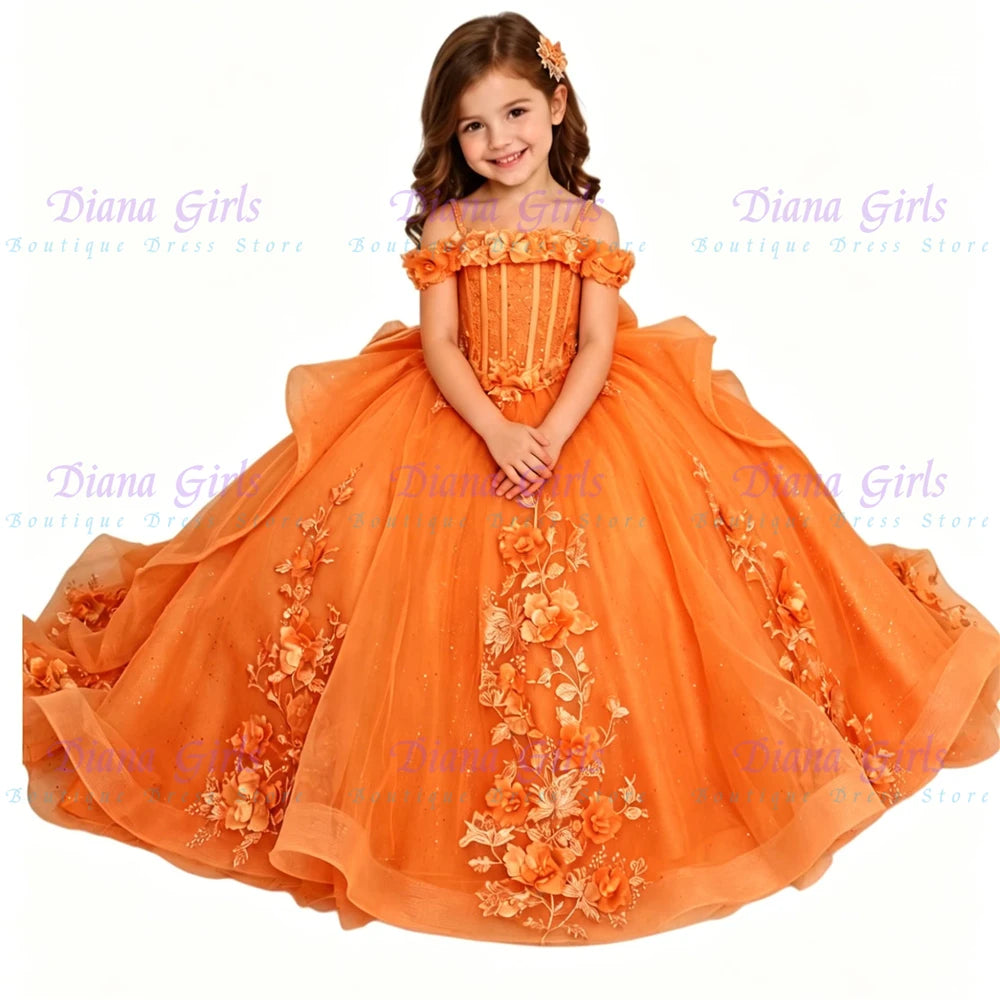 Gorgeous Blue Tulle Fluffy QUality Flower Girl Dress for Kids Wedding Evening Ball Ceremonies Formal Receptions Customized Gowns